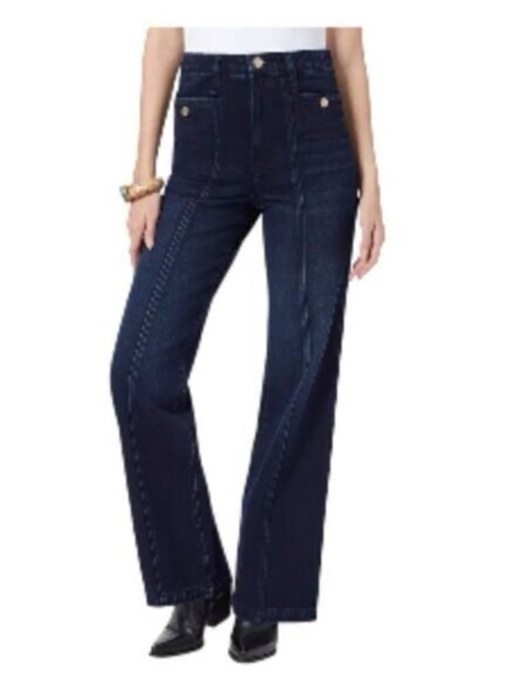 Sam Edelman Dark Blue High-Waist Wide-Leg Jeans